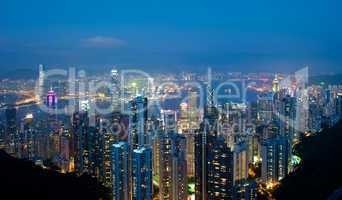 Hong Kong at night, view from Victoria Peak