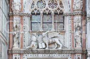 Architectural details of Doge's Palace, Venice, Italy