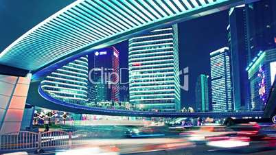time lapse video of light trails of city traffic in shanghai, china. loopable