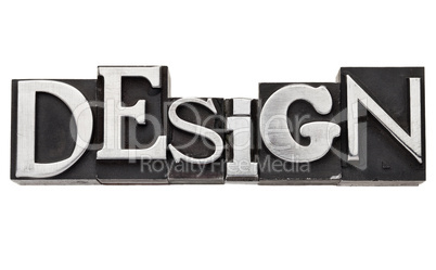 design word in metal type