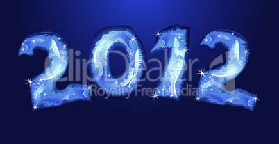 New Year banner - numerals are made by hoarfrost