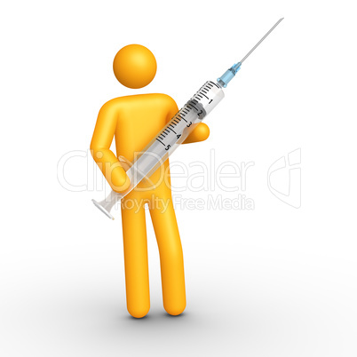 Stick figure holding syringe