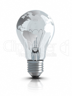 Light Bulb with World Map