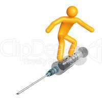 Stick figure on syringe