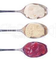 Sauces in spoons