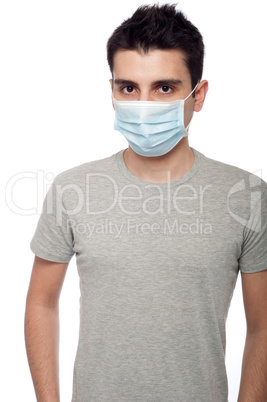 Casual man in protective mask