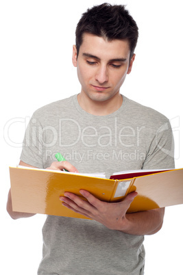 Man studying with dossier