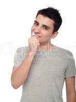 Young man brushing teeth