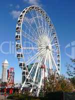 A tall Ferris wheel.