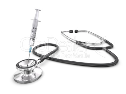 Sucsessfull Diagnosis Concept with Stethoscope and syringe