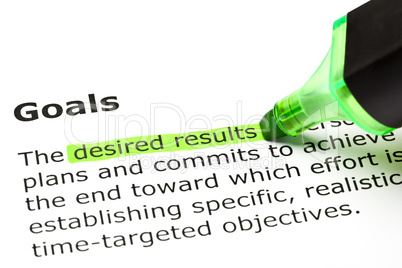 'Desired results', under 'Goals'