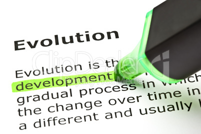 'Development' highlighted, under 'Evolution'