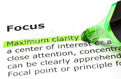 'Maximum clarity' highlighted, under 'Focus'