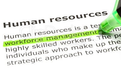 'Workforce management' highlighted, under 'Human resources'