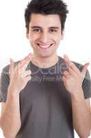 Man with crossed fingers