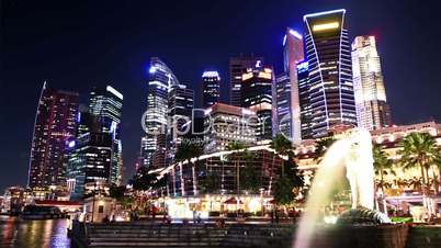 Singapore Skyline at night. time lapse