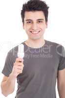 Man holding lightbulb