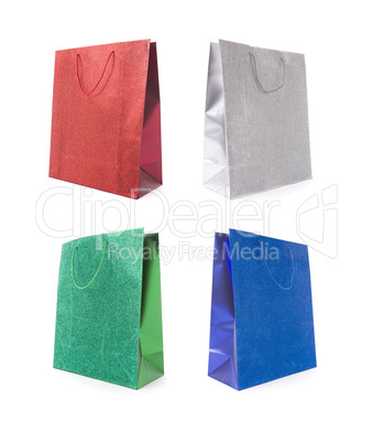 Set of Four Multicolored Glitter Gift Bags