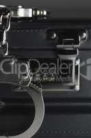 Pair of Handcuffs on Briefcase with 911 on Lock