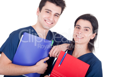 Doctors team holding folders