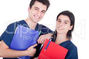 Doctors team holding folders