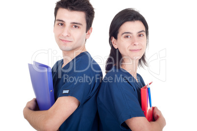 Doctors team holding folders