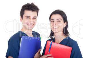 Doctors team holding folders