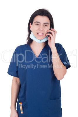 Doctor talking on the phone