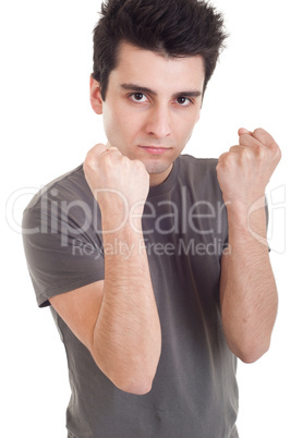 Man with fight expression