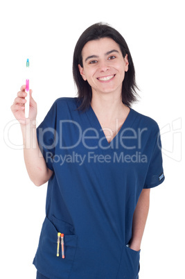 Dentist holding toothbrush