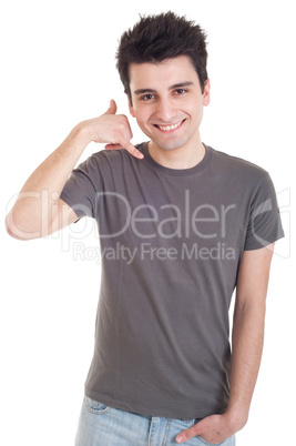 Man showing calling sign