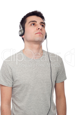 Casual man listening music