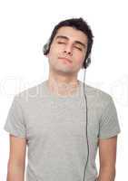Casual man listening music