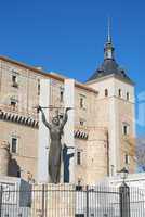 Alcázar Fortress and Statue of Peace in Toledo