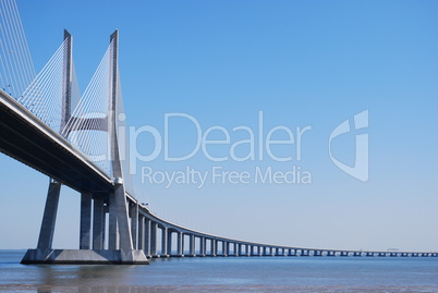 Vasco da Gama Bridge over River Tagus in Lisbon