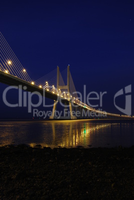 Vasco da Gama Bridge over River Tagus in Lisbon