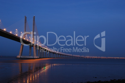 Vasco da Gama Bridge over River Tagus in Lisbon