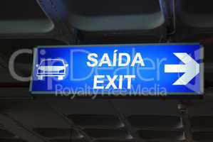 Exit sign on airport