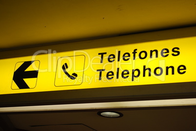 Telephone sign on airport