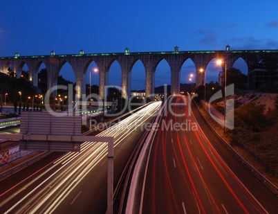 Aqueduct of the Free Waters in Lisbon (car motion)