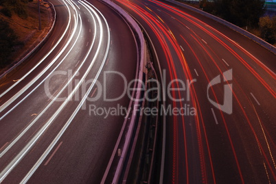 Freeway traffic on the city (car blur motion)