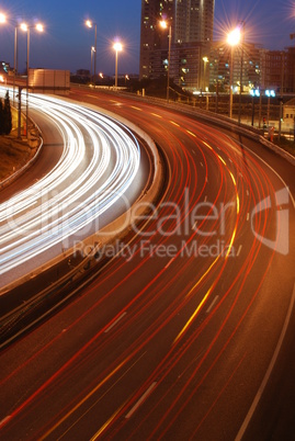 Freeway traffic on the city (car blur motion)