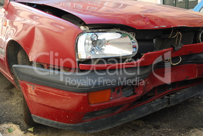 Red car front crashed