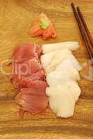 Sashimi meal with tuna and bass