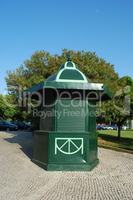 Green kiosk in a local park