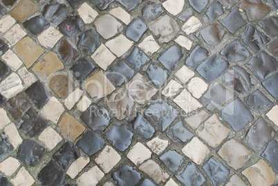 Colorful stones pavement also know as "Calçada"