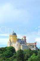 Colorful Palace of Pena landscape view in Sintra, Portugal.