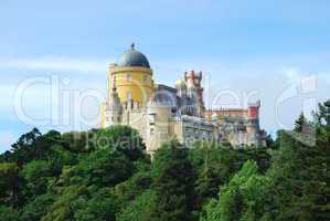 Colorful Palace of Pena landscape view in Sintra, Portugal.