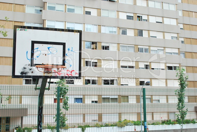 Basketball court in a social neighbourhood