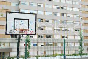 Basketball court in a social neighbourhood